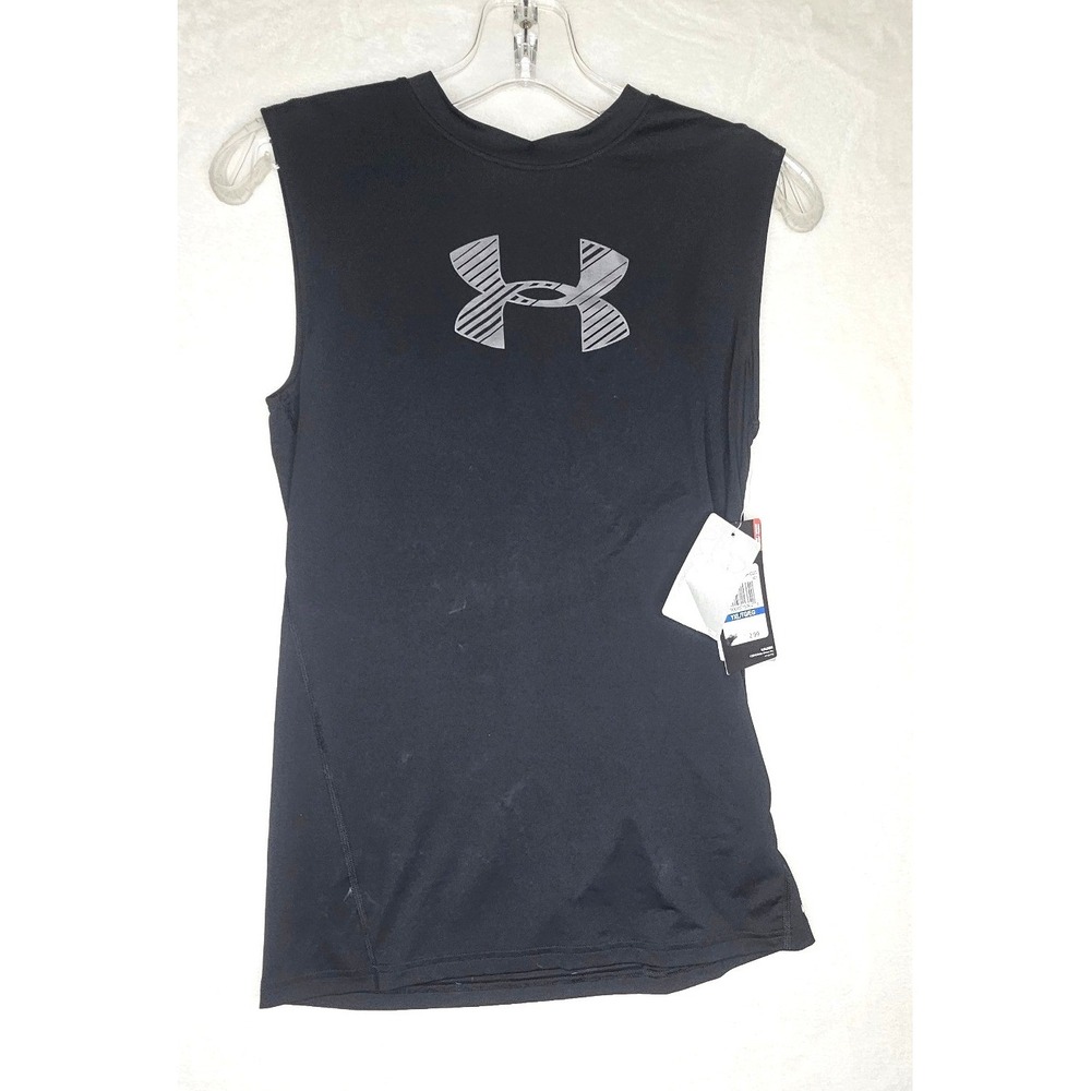 Under Armour Sleeveless Shirt YXL Black HeatGear Fitted 1289956-001